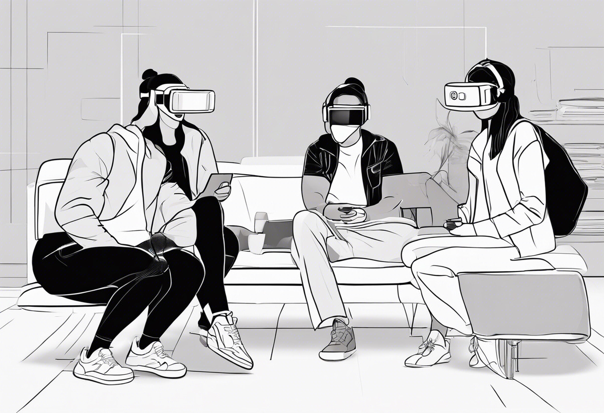 Group of friends engaged in a fun-filled virtual reality experience