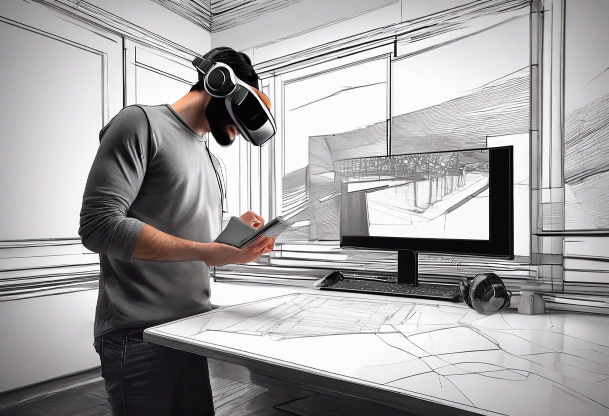 Illustrator sketching a VR design