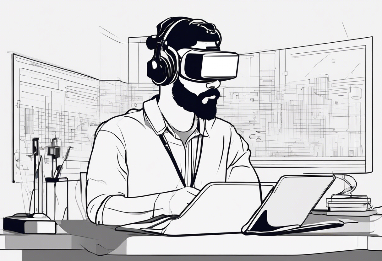 Indie Developer engrossed in VR coding