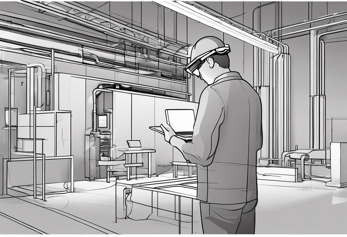 man using HoloLens in an industrial set up