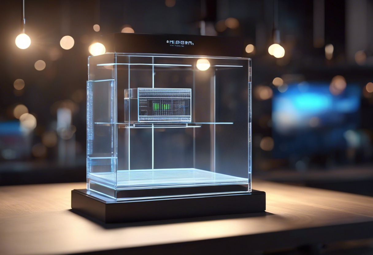 Marketer showcasing a product with Hologram