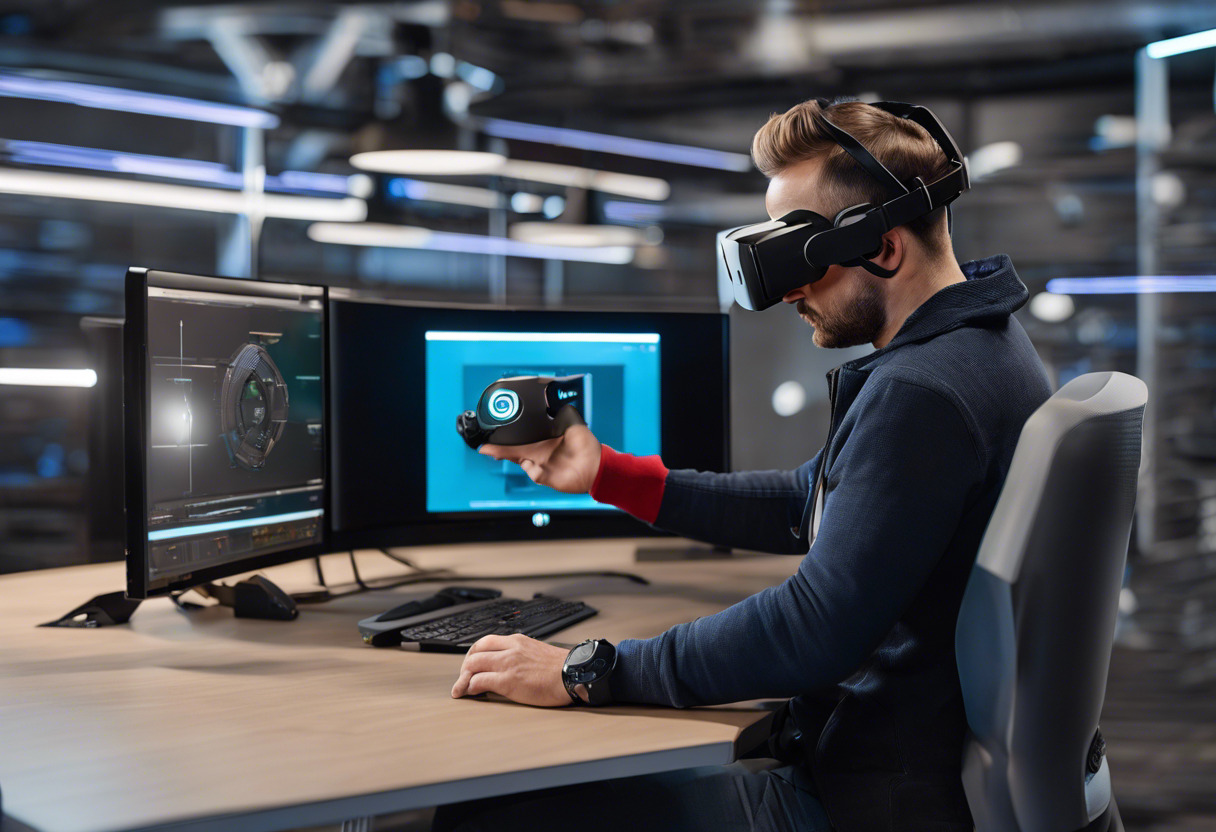 Skilled developer engrossed in mounting VR applications on HP Omnicept