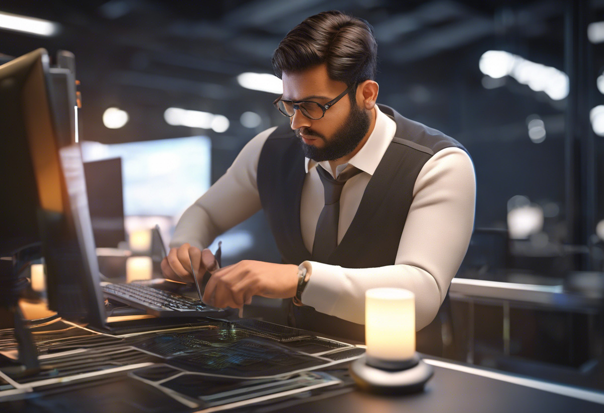 Software engineer engrossed in developing a server-side application using Node.js.