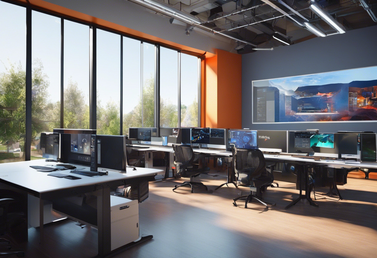 Students in a computer lab learning Unreal Engine