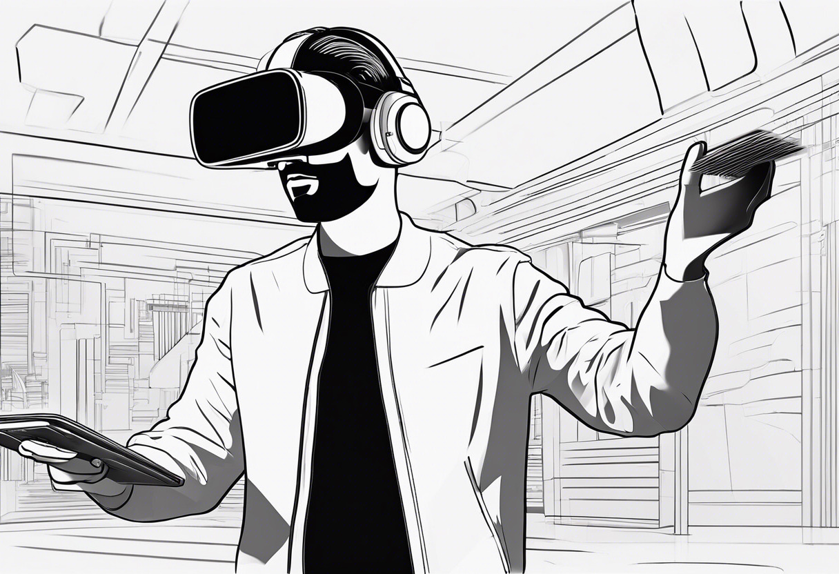Tech-savvy VR developer designing immersive content, illustrating Oculus Quest 2's appeal for content creators