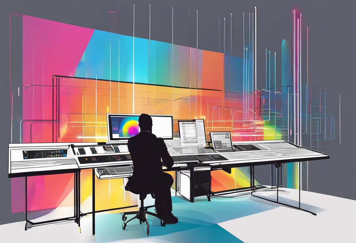 Theatre operator managing a vibrant light show using MadMapper