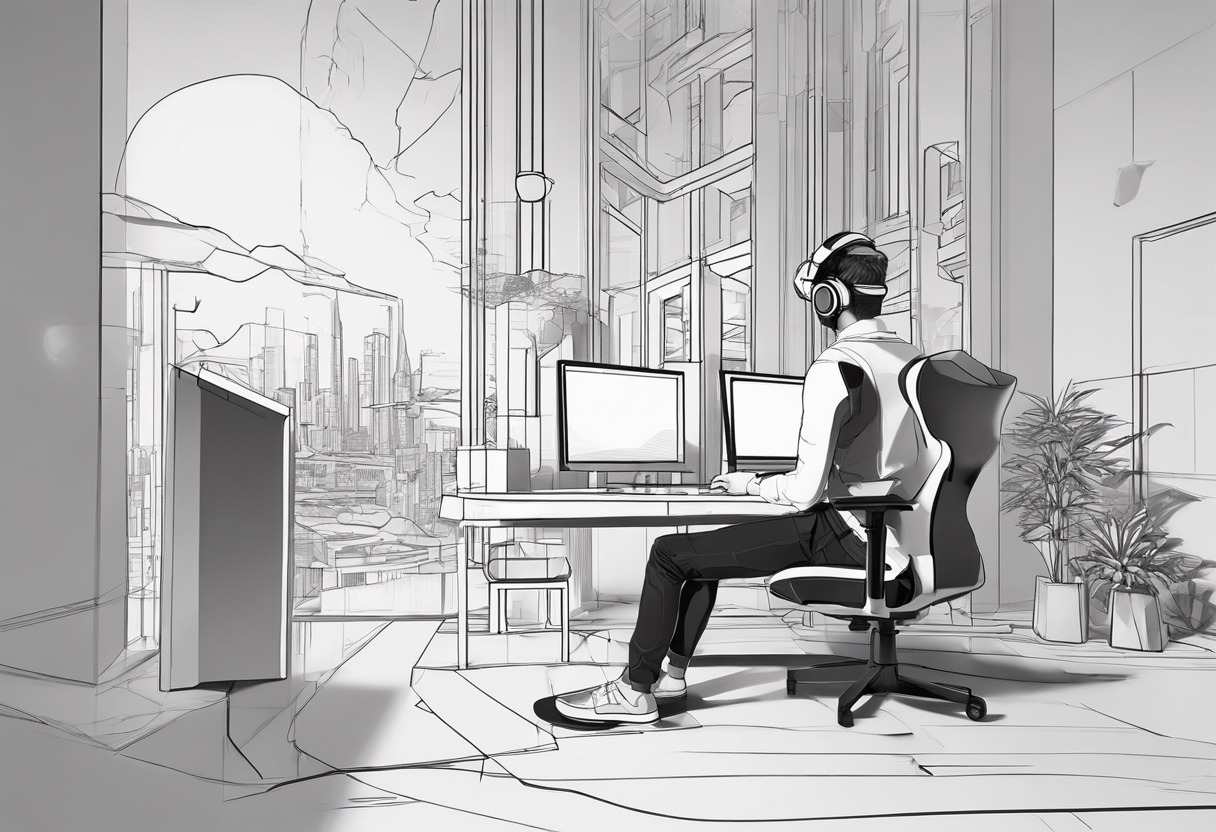 Thinker AR/VR developer immersed in creating virtual environments