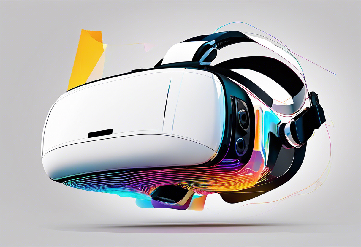 Virtual reality headset displaying vivid colors, potentialities of AR/VR realized through the powerful lens of Raylib and OpenGL