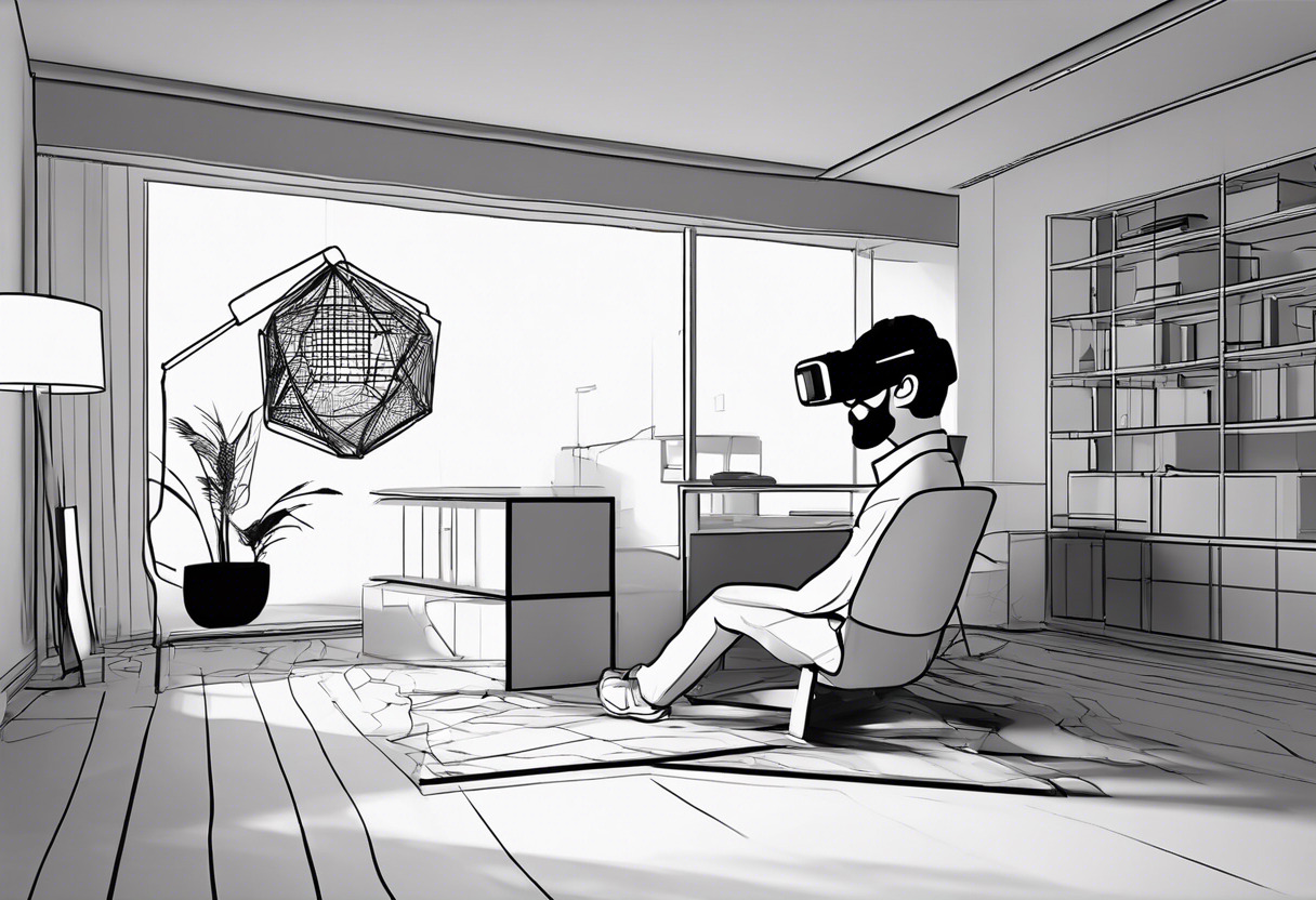 VR/AR developer immersed in the VR environment created via Blender.