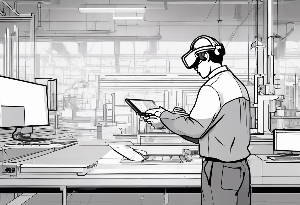 Worker employing HoloLens 2 Industrial Edition in a controlled industrial environment