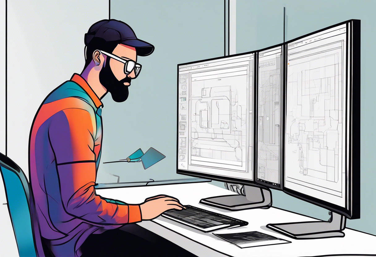 AR developer evaluating different augmented reality SDKs on a dual-monitor setup