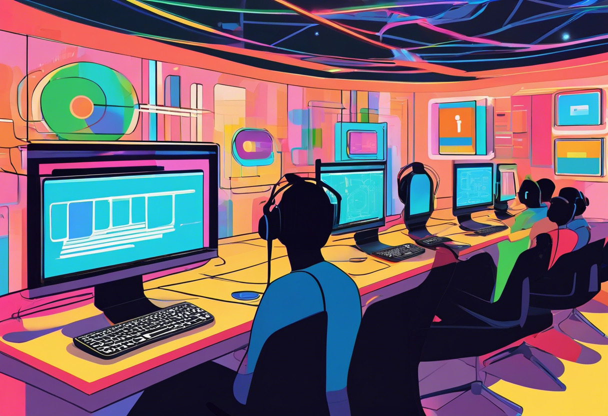 Colorful communication hubs spanned across AltspaceVR's vibrant digital universe