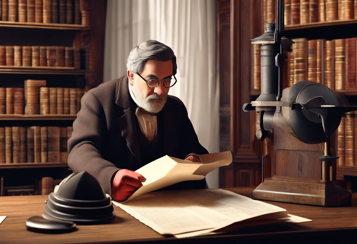 Colorful image of a historian scanning an old photo with PhotoScan in a historical archive