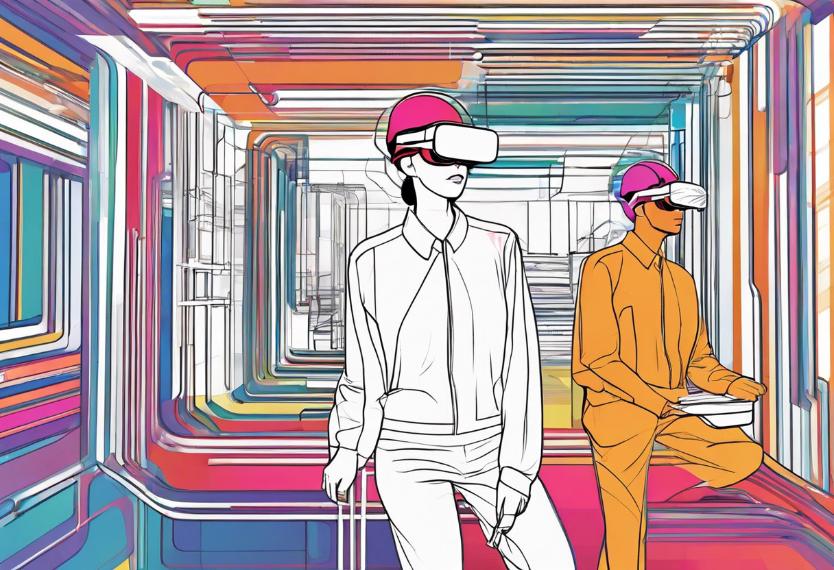 Colorful imagery of an individual navigating a mixed reality experience with WMR