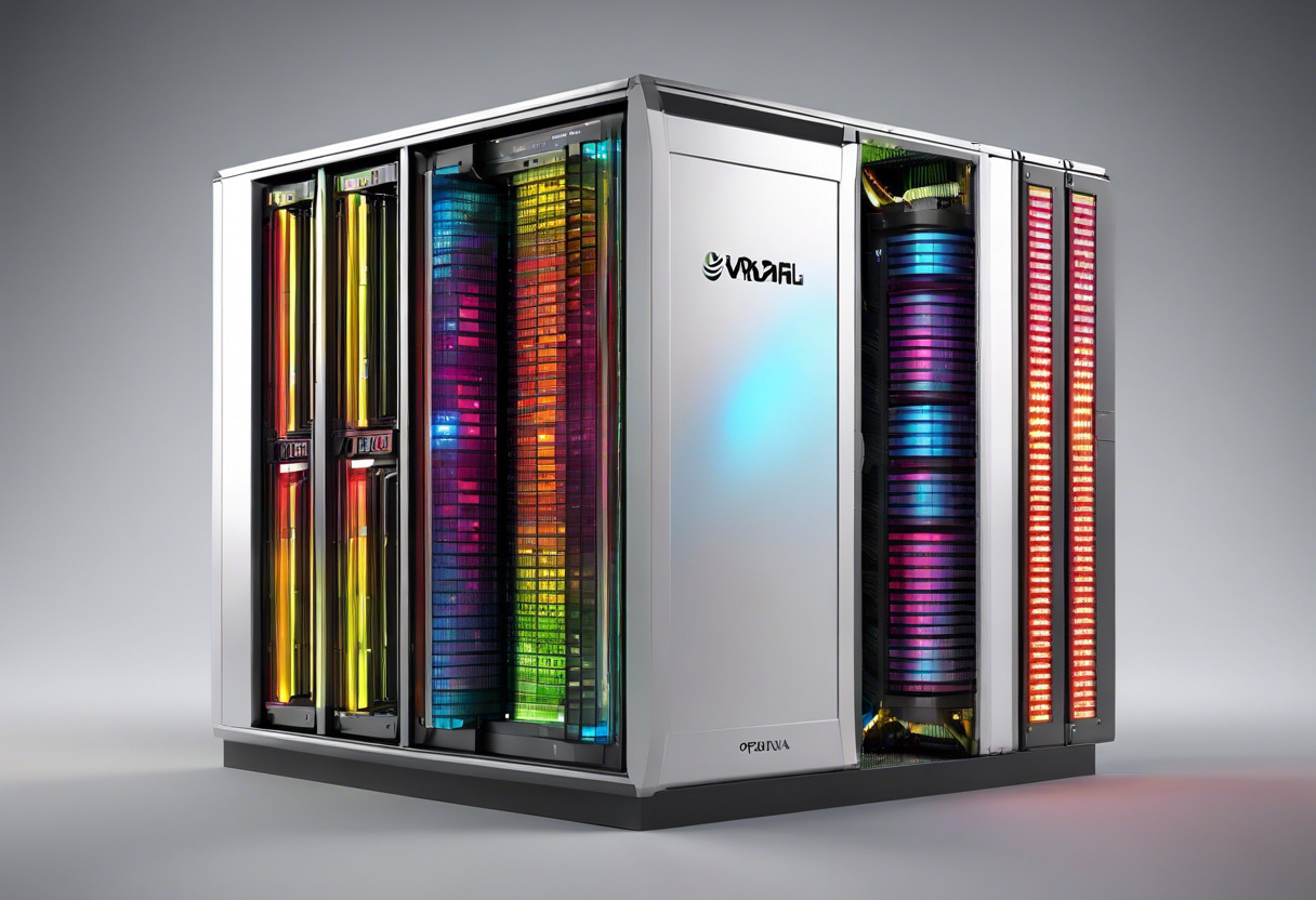 Colorful infographic displaying multi-core performance on a data center presenting the potential of OpenCL and CUDA