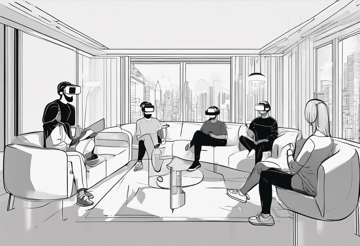 Group of friends in immersive virtual reality session