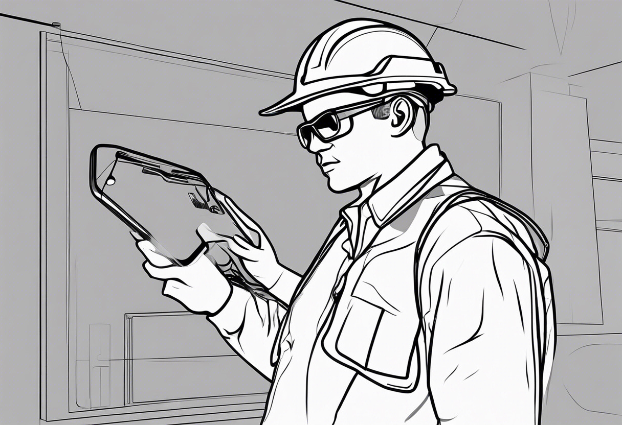 Industrial worker using an AR application on a specialized headset