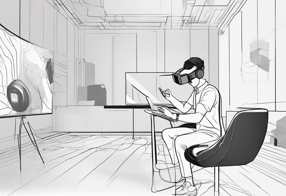 Professional user exploring a VR scenario designed on HP Reverb G2