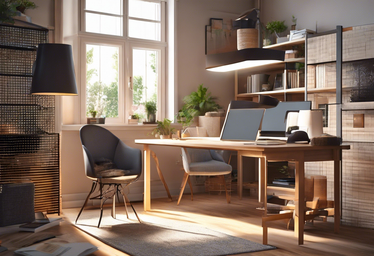 A freelancing eLearning content developer working in a calm home office
