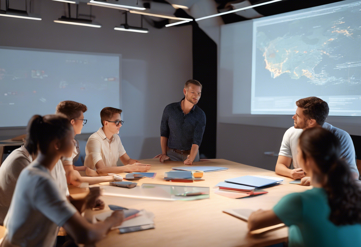 An instructor demonstrating Raylib's features to students during an interactive classroom session