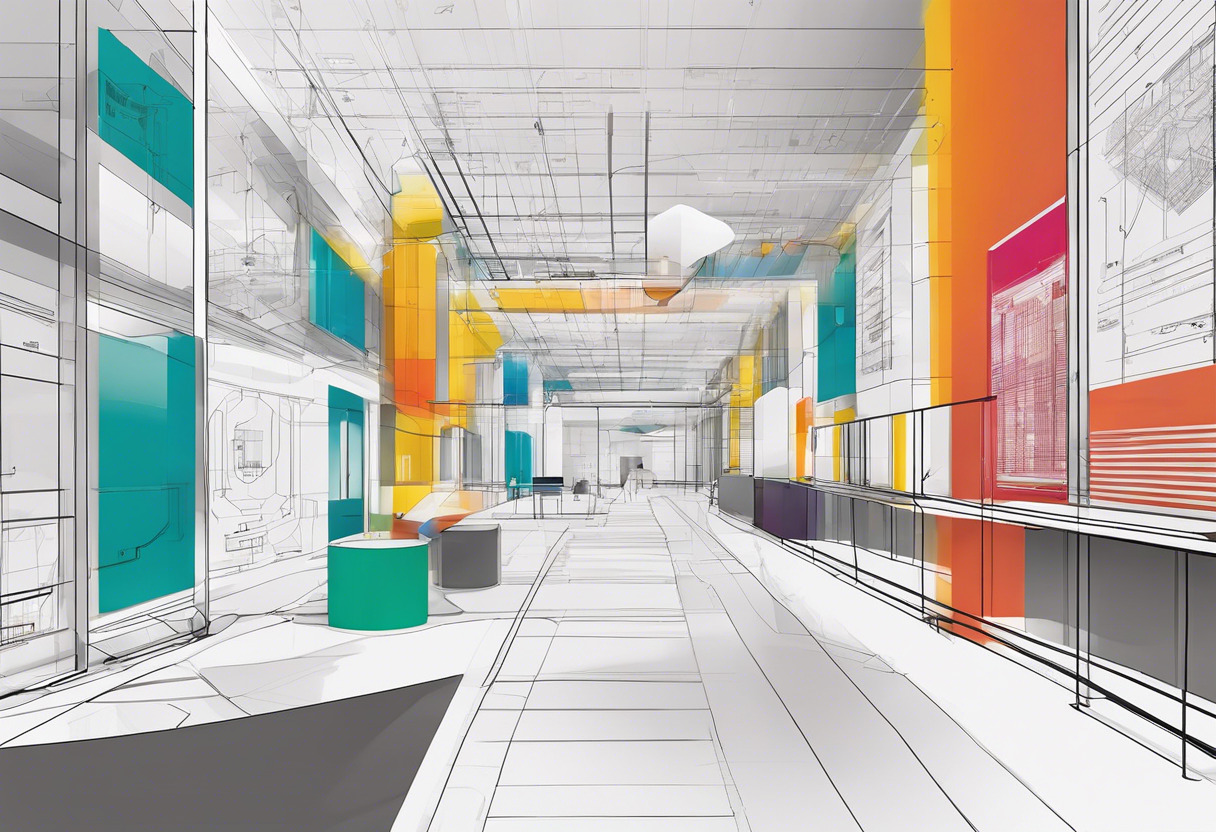 Colorful diagram showcasing INDOAR and its indoor navigation capabilities in the Vienna Technical Museum