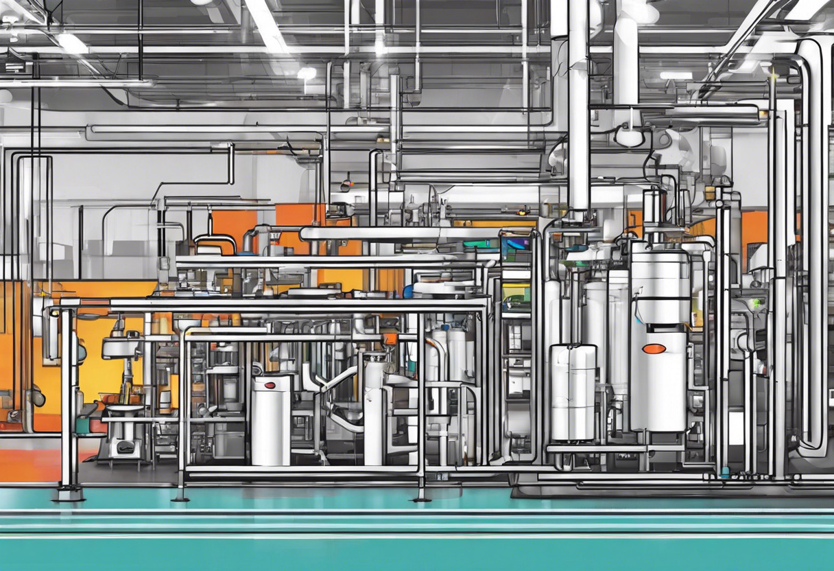 Colorful floor map of a pharmaceutical production line monitored by MES