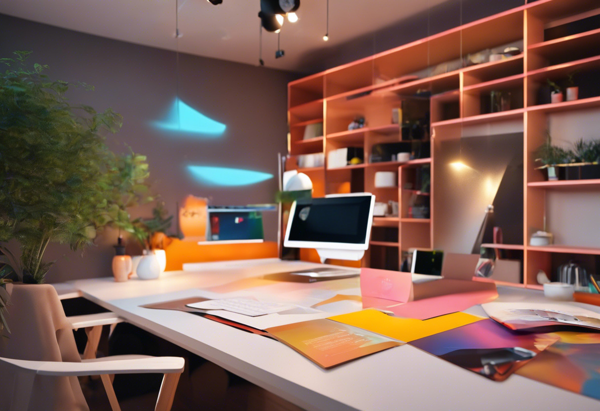 Colorful images of designers using Canva in a busy workspace, spotlights the simplicity and flexibility of the platform