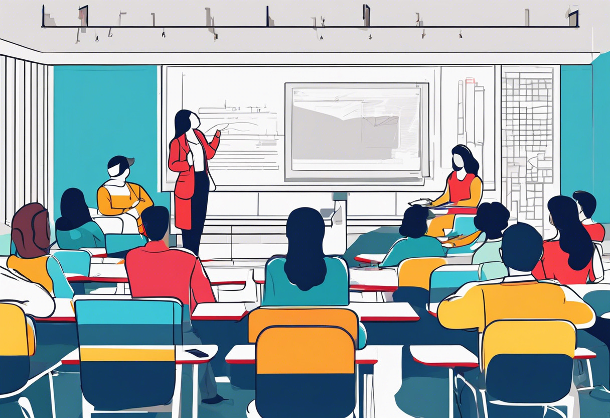 Colorful portrayal of a teaching session on Thinkific platform