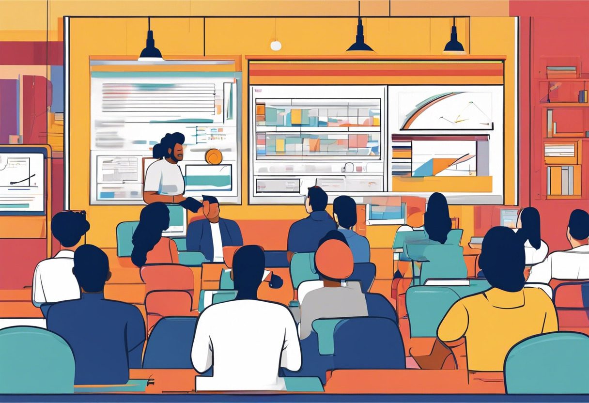 Colorful snapshot of Thinkific Plus in action on a company's employee training module