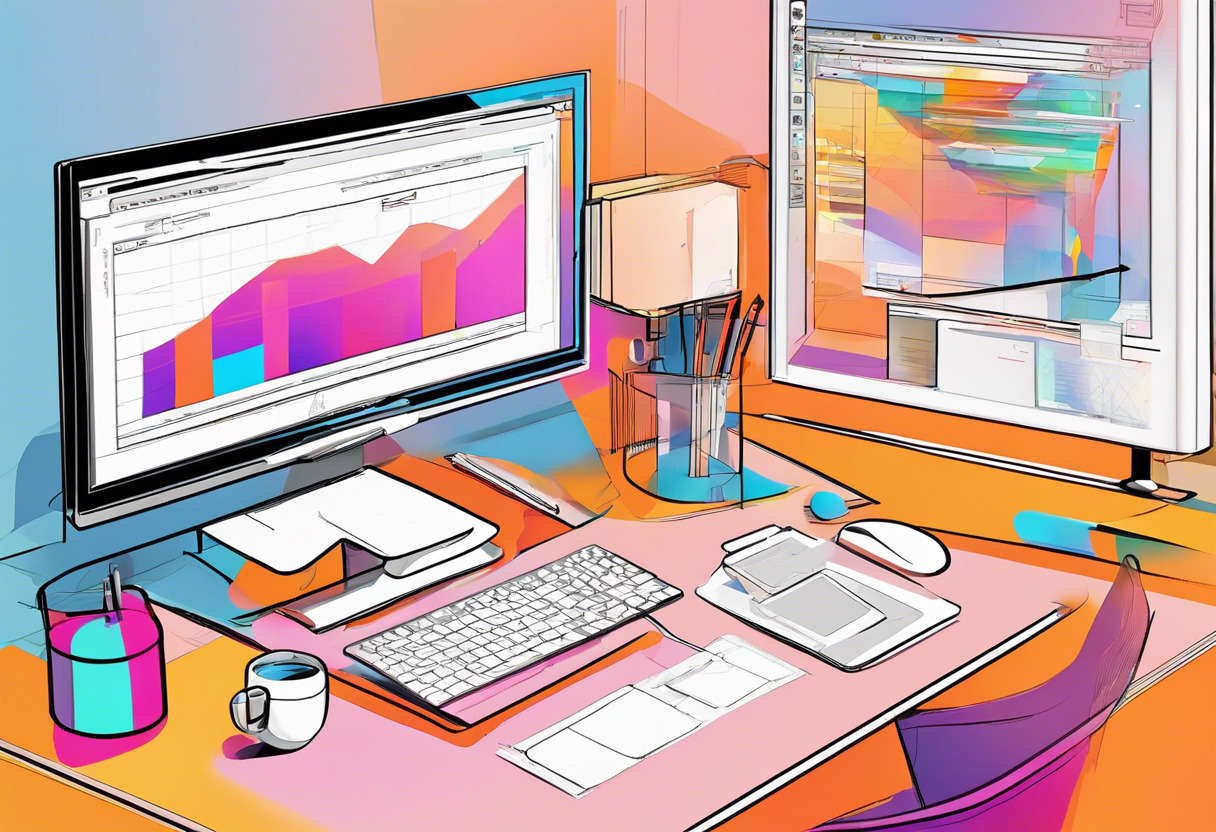 Colorful snapshot of Webflow's innovative interface at a techie workstation