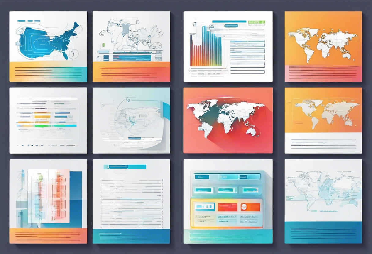 Cybersecurity professional monitoring screens, codes flowing, global map