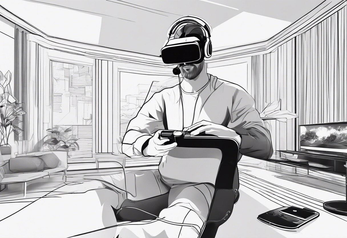 Gamer enjoying immersive gaming experience in virtual reality