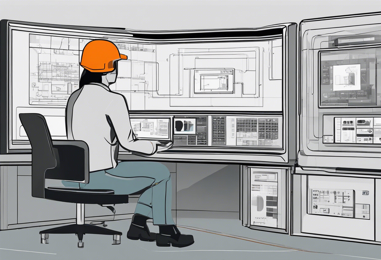 Industrial operator monitoring machinery through a HMI interface in a manufacturing unit