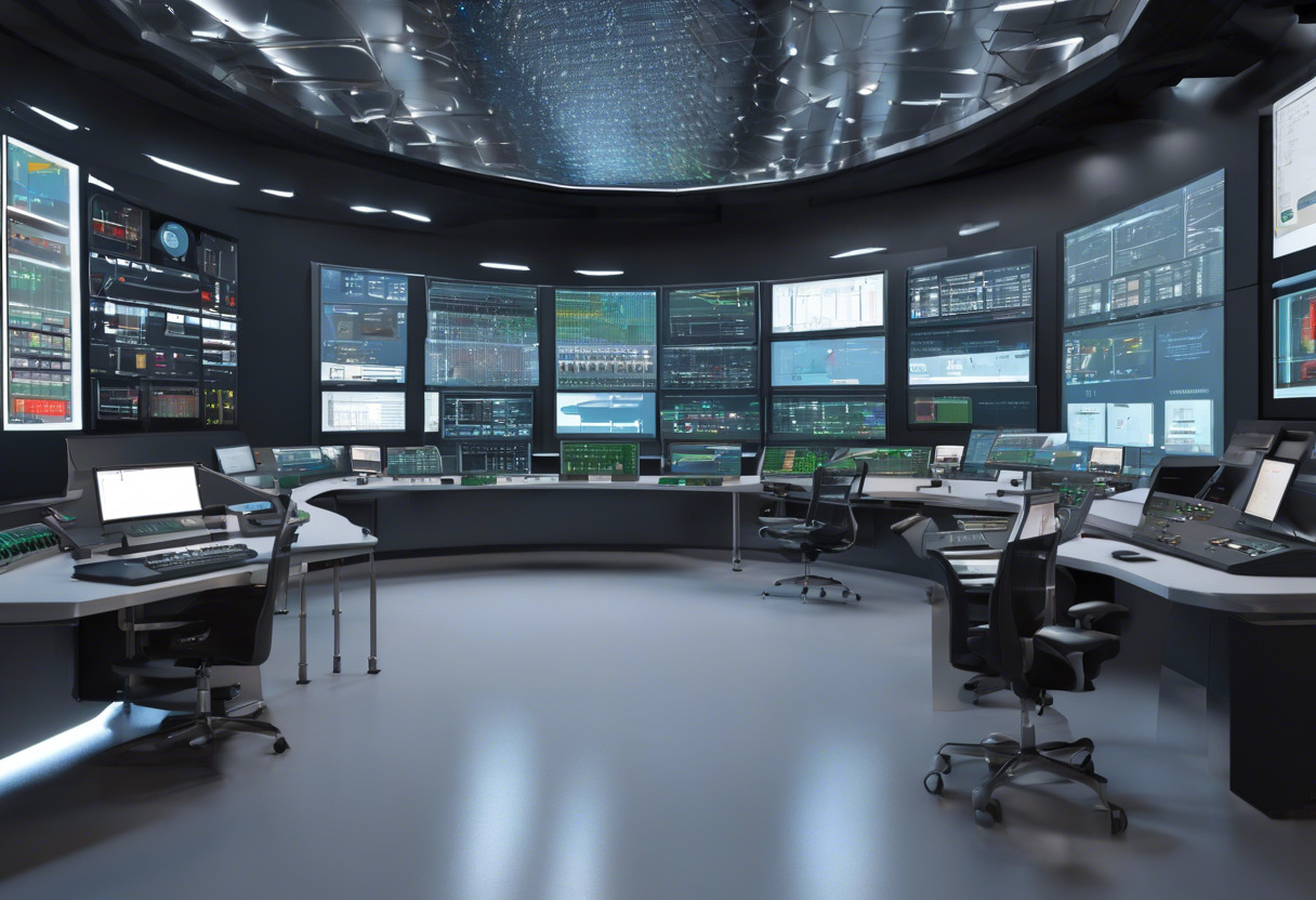 SCADA system displayed on a large screen in an industrial control room