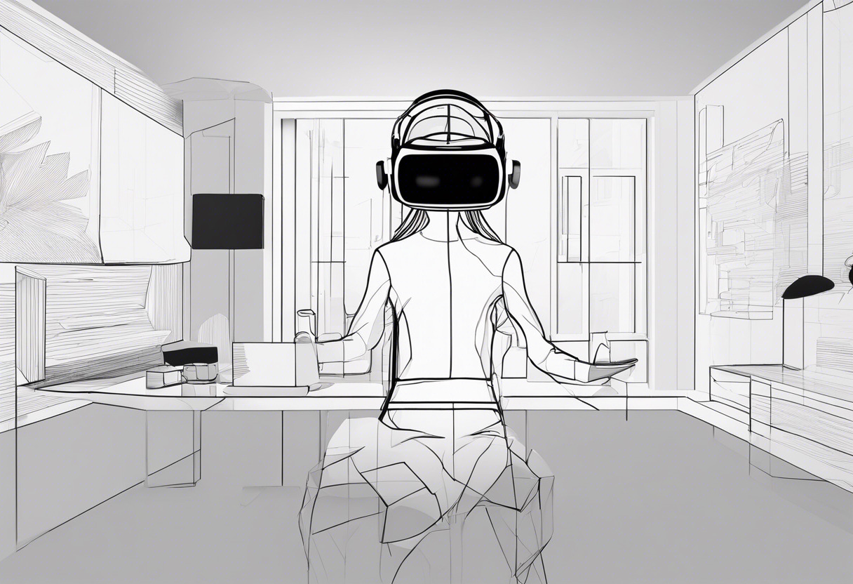 VR Creator using Blender in VR headset developing immersive environment